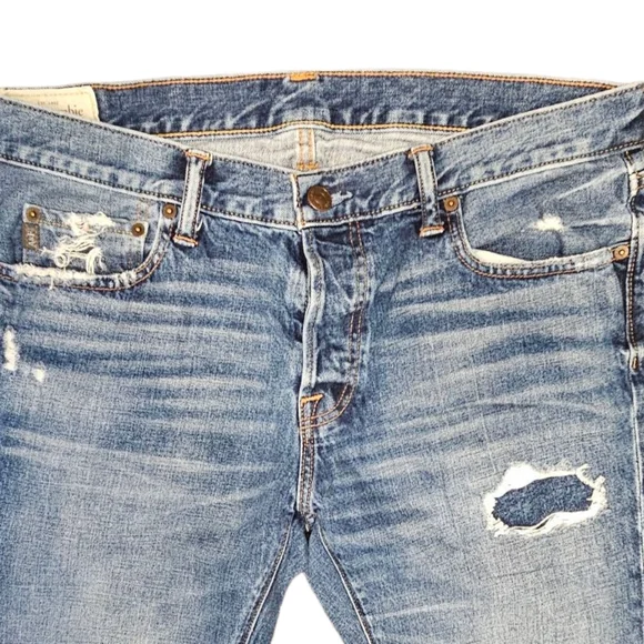 Abercrombie and Fitch slim straight Jeans Mens size 36/32 darkwash distressed - Picture 4 of 6